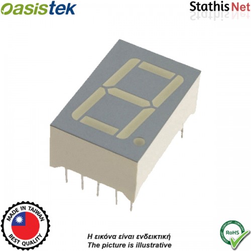Display led 1 ψηφίου 8.00mm καθόδου κόκκινο TOS-3121AMRL-1A Οasistek