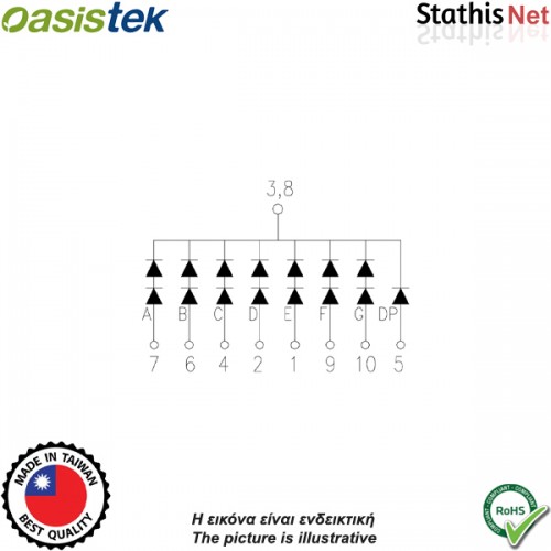Display led 1 ψηφίου 25.4mm ανόδου μπλέ 1106BB Οasistek