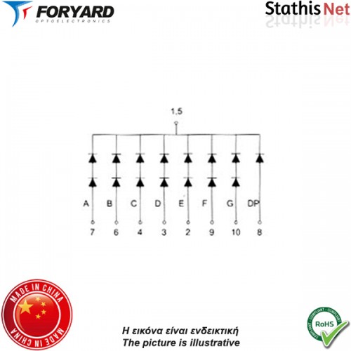 Display led 1 ψηφίου 38.1mm καθόδου κόκκινο FYS(TPD)-15011AS-11 Foryard
