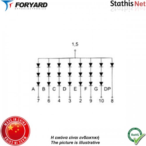 Display led 1 ψηφίου 45mm ανόδου κόκκινο FYS-18011-BS-21 Foryard