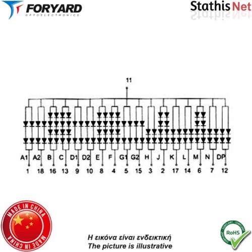 Display led αλφαριθμητικά 50.8mm ανόδου κόκκινο TPD-20011BD Foryard