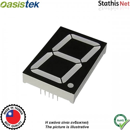 Display led 1 ψηφίου 58.4mm ανόδου κόκκινο 23101HS-B4 Οasistek