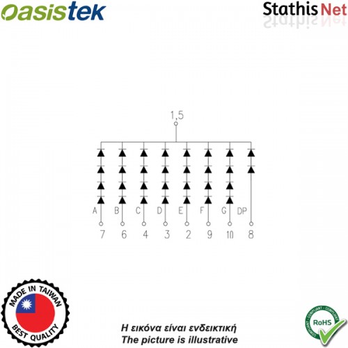 Display led 1 ψηφίου 58.4mm ανόδου κόκκινο 23101HS-B4 Οasistek