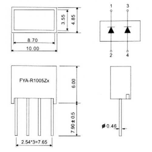 Display led light bar 10X5X6mm κόκκινο παραλληλόγραμμο R1005ZS