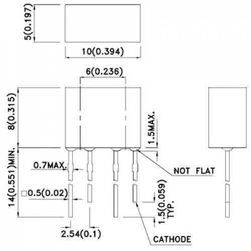 Display led light bar 10X5X6mm κόκκινο παραλληλόγραμμο L835