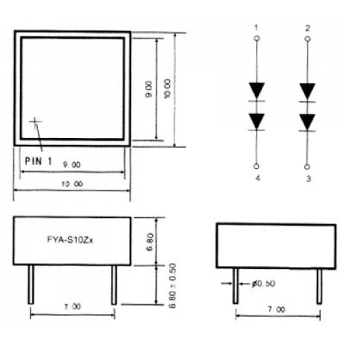 Display led light bar 10X10X6.8mm κόκκινο τετράγωνο S10Z