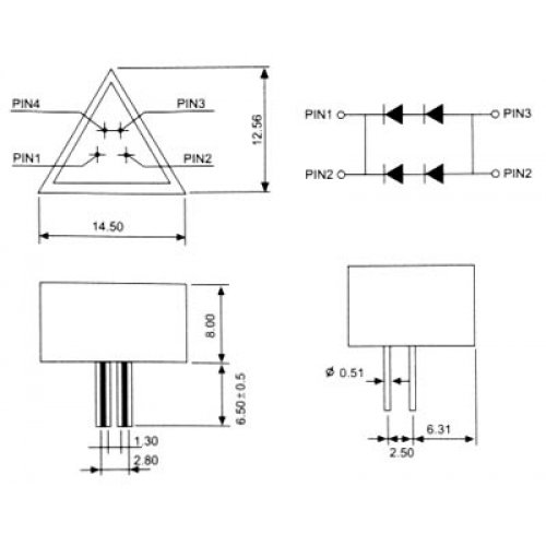 Display led light bar 14.5X12.5X8mm κόκκινο τρίγωνο TPA-T13ZUR