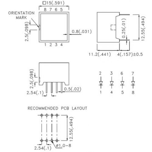 Display led light bar 15X15mm κόκκινο τετράγωνο DE/4