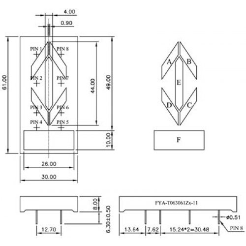 Display led τόξο κόκκινο 12V TO-63061ZS-11