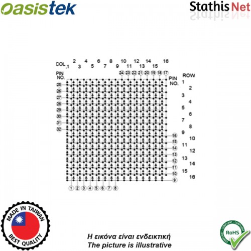 Display led matrix 16x16 καθόδου κόκκινο TOM-D1216CMRL-B Οasistek