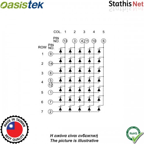 Display led matrix 5x7 ανόδου μπλέ TPM-12572-BB-11 Foryard