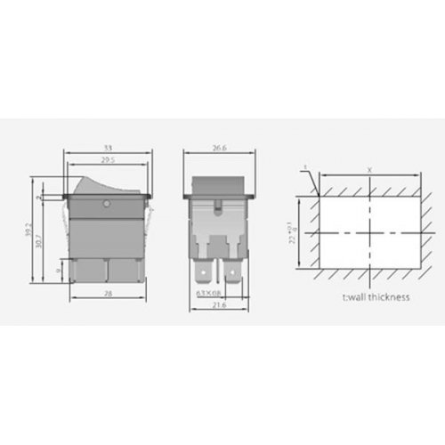 Διακόπτης rocker μεγάλος ΟΝ-OFF 18A 250V 4pin HY12-9-4 κόκκινος χωρίς λυχνία Kedu