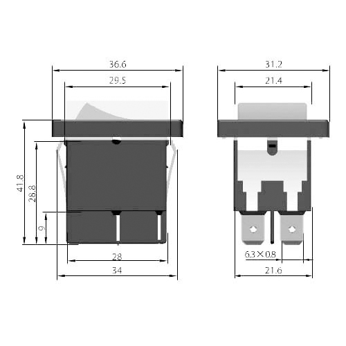 Διακόπτης rocker μεγάλος ΟΝ-OFF 20A 250V 4pin HY12-9-7 μαύρος αδιάβροχος ip55 χωρίς λυχνία KEDU