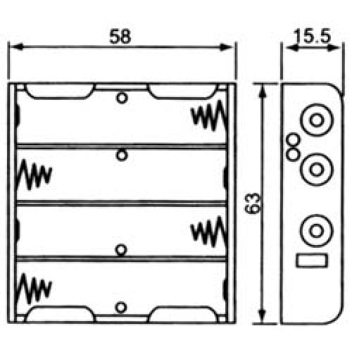 Μπαταριοθήκη 4 x AA μπαταριών με solder lug BH0017B LZ