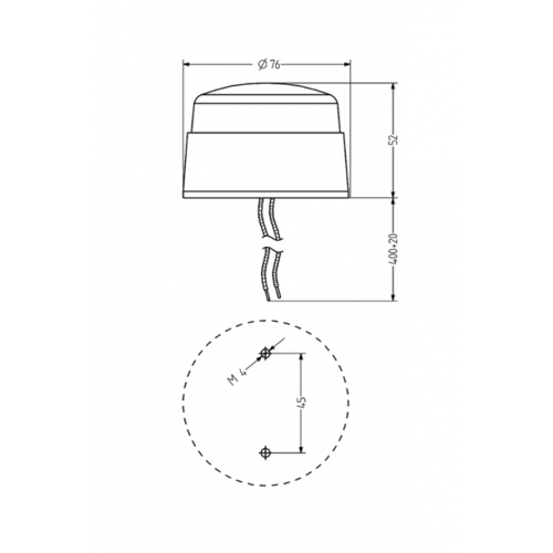 Φάρος strobe xenon Φ65 12V DC 76x52mm πορτοκαλί IP65 XB2 Auer Signal