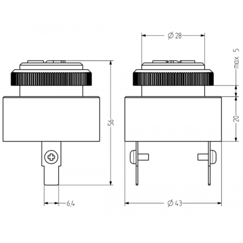 Σειρήνα buzzer πίνακα Φ28 24 V AC/DC ρυθμιζόμενη 80-90dB μαύρη IP54 BU2 Auer Signal