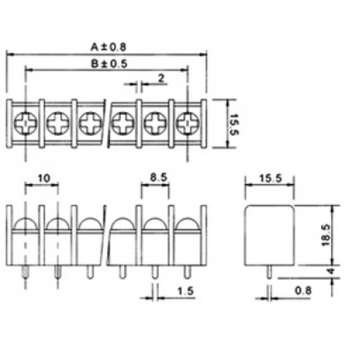 Κλέμα PCB με διαχωριστικά 8Pins 10mm μαύρη YK-614-8P Anytek