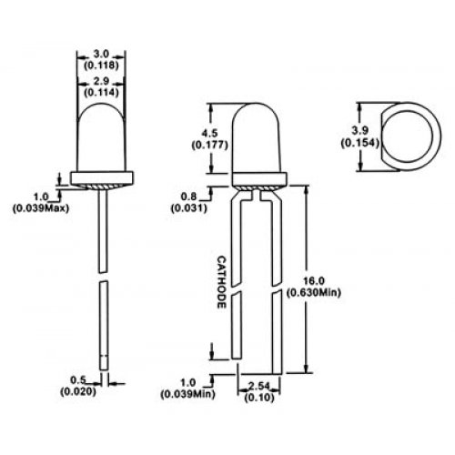 Led 3mm υψηλής φωτεινότητας διάφανο κίτρινο 900mcd 50°  L934 KGB