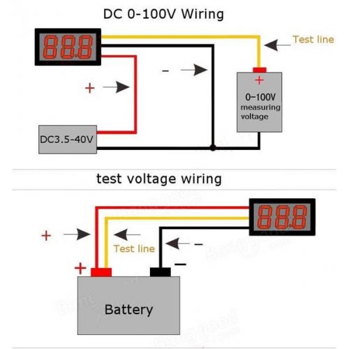 Βολτόμετρο Ψηφιακό 0-100V DC 45x26x21mm VM-0-100V