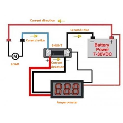 Αμπερόμετρο ψηφιακό 0-50A DC 45x26x21mm AM-0-50A