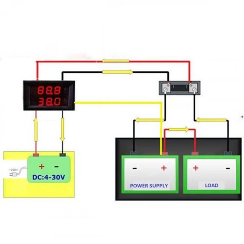 Βολτόμετρο Ψηφιακό 0-100V DC / Αμπερόμετρο 0-50A DC 45x26x21mm VAM-0-100V DC/0-50A DC