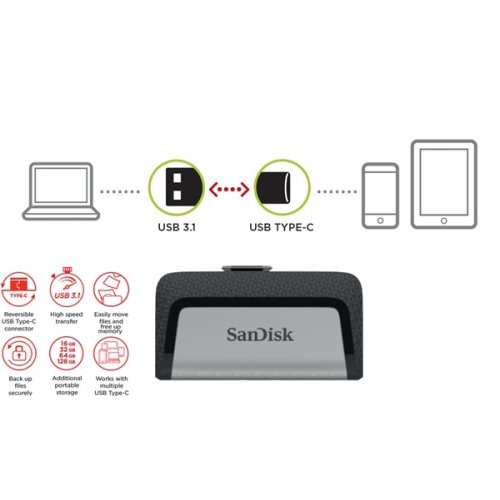 Usb flash drive dual ultra 3.1/type-C SDDDC2-016G-G46 16GB SanDisk