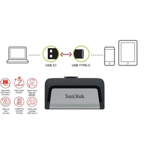 Usb flash drive dual ultra 3.1/type-C SDDDC2-064G-G46 64GB SanDisk