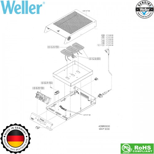 Πλάκα προθέρμανσης υπερύθρων WHP 3000 600W T0053338699N Weller