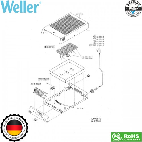 Πλάκα προθέρμανσης υπερύθρων WHP 3000 1200W T0053364699N Weller