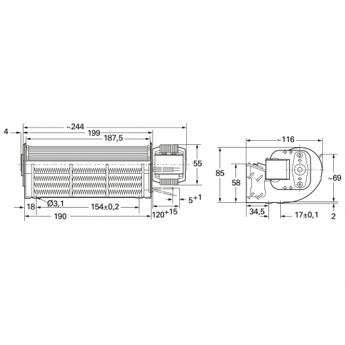 Ανεμιστήρας θερμού αέρα Φτερωτός 230V AC 200mm 831.107.0002.6 Heidrive