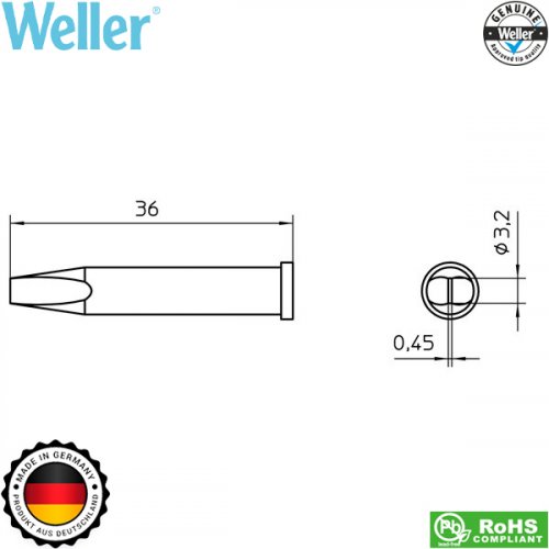 Μύτη κολλητηριού 0.45x3.2mm XT CSL T0054474299 Weller