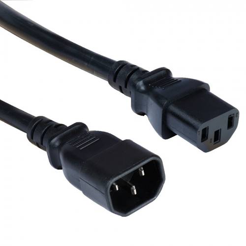 Καλώδιο τροφοδοσίας προέκτασης αρσενικό ίσιο IEC C14 -> θηλυκό ίσιο IEC C13 3x0.75mm 5m μαύρο