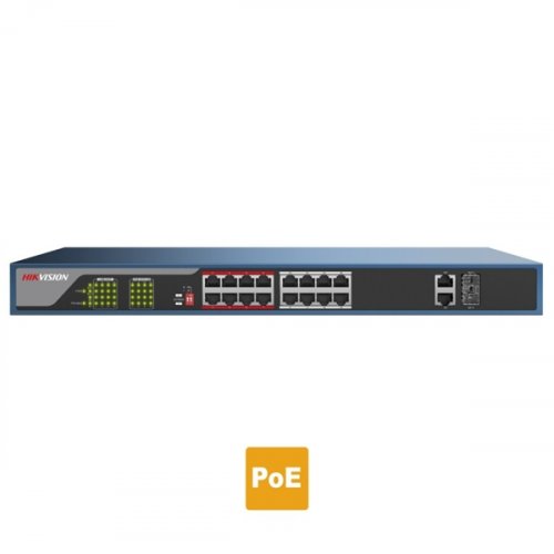 Switch 16-ports 100Mbps Unmanaged PoE DS-3E0318P-E Hikvision
