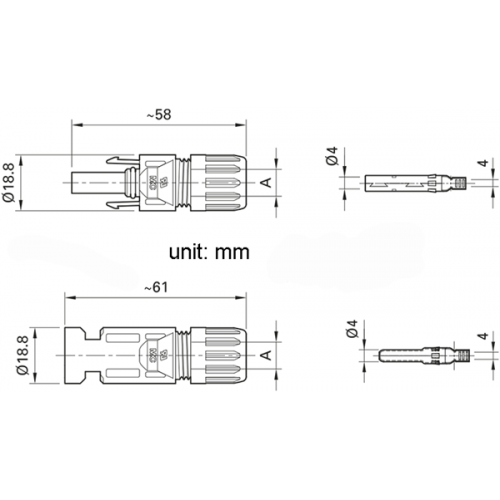Κοννέκτορας solar 6mm αρσενικός PLUS MC-4 PV-KST-4/6i