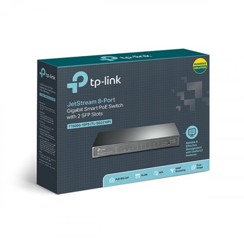 Switch 8-Port Gigabit Smart PoE 2xSFP Slots TL-SG2210P (T1500G-10PS) JetStream TP-LINK