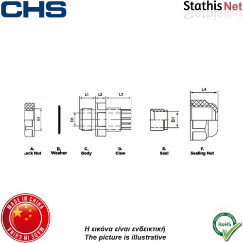 Στυπιοθλίπτης με φλάντζα IP68 PGN-16 γκρί CHS