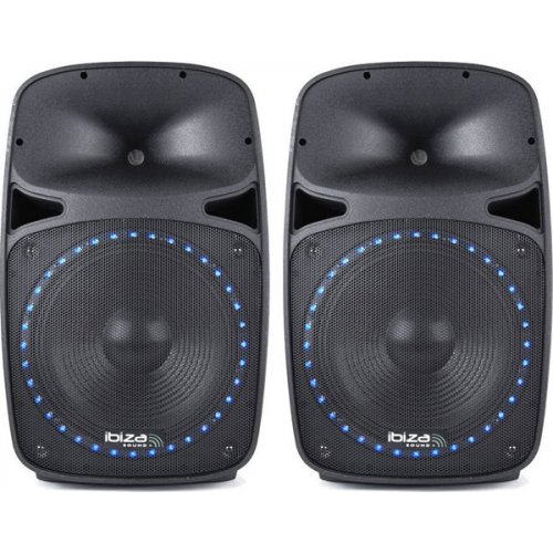 Ηχεία ενεργά 2x400W με μικρόφωνο/Bluetooth/USB/FM PKG12A-SET Ibiza Sound