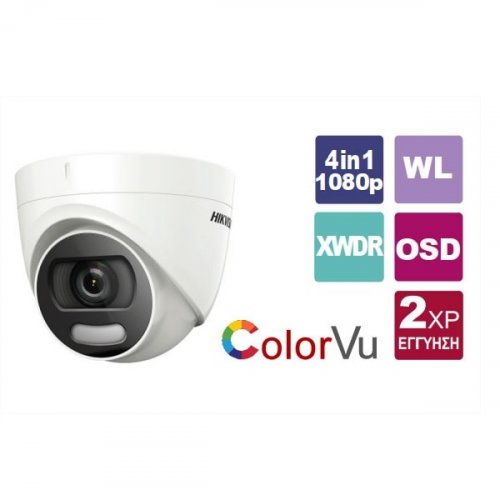 Κάμερα Dome IR 3.6mm Turbo-HD 1080p ColorVu DS-2CE72DFT-F Hikvision