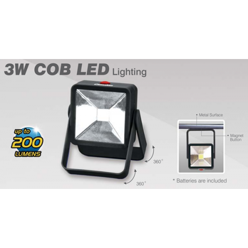 Προβολέας led 3W 6V 4 x ΑΑΑ 100° day light 6400K μαύρος με βάση εργασίας S31-4LR03D12 Camelion