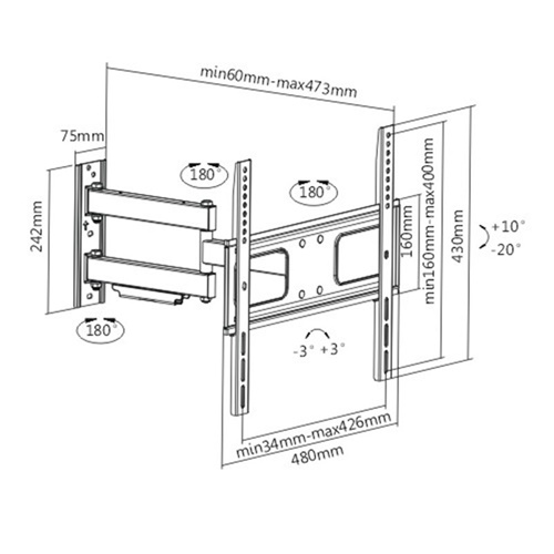 Βάση LCD-LED 32"- 55" LPA36-443 Brateck