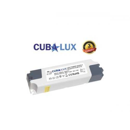 Τροφοδοτικό Led 230V IN -> OUT 12VDC 15W 1.25A IP20 TΩRA Cuba Lux