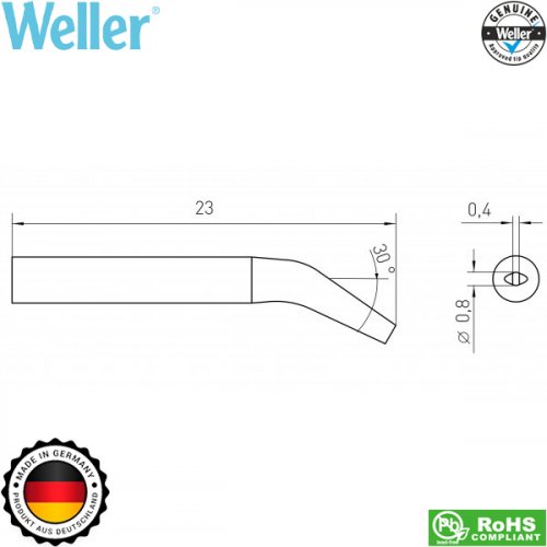 Μύτη κολλητηριού 0.8x0.4mm RTM 008 S X (ίδια με RT 5 30°) T0054460599N Weller