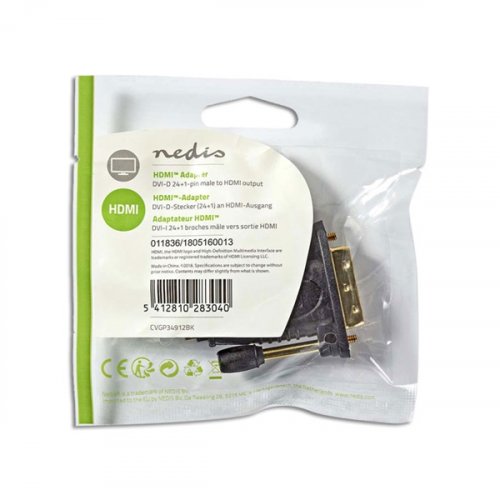 Αντάπτορας DVI-D αρσενικός (24+1p) -> HDMI θηλυκό CVGP34912BK nedis