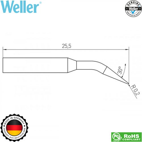 Μύτη κολλητηριού 0.4mm RTM 004C X MS (ίδια με RT 13MS 30°) T0054463399N Weller