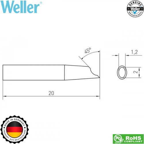 Μύτη κολλητηριού 1.2x2.0mm RTM 020G (ίδια με RT 10GW) T0054461099N Weller