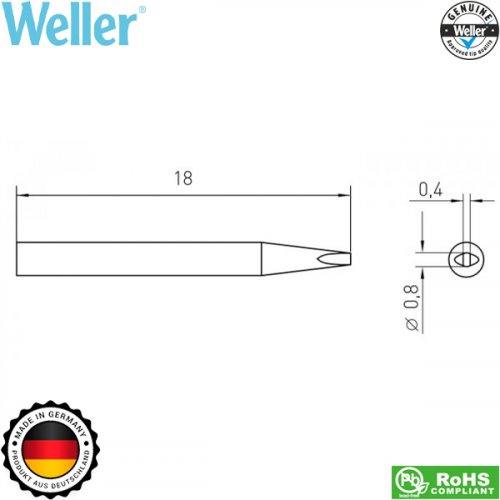 Μύτη κολλητηριού 0,8x0,4mm RTM 008S MS (ίδια με RT 9MS) T0054462399N Weller