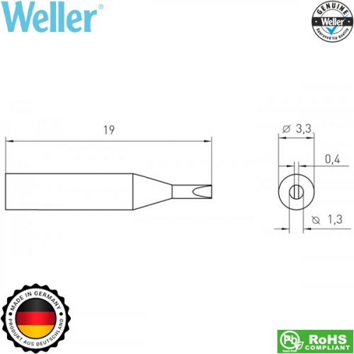 Μύτη κολλητηριού 1.3x0.4 mm RTM 013S MS (ίδια με RT 3MS) T0054461699N Weller