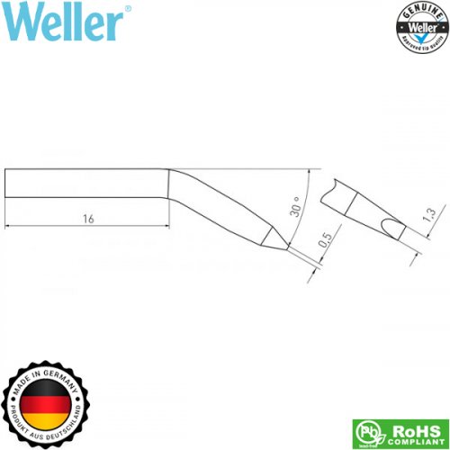 Μύτη κολλητηριού 1,3x0,5mm RTM 013S X MS (ίδια με RT 3XMS 30°) T0054460373N Weller