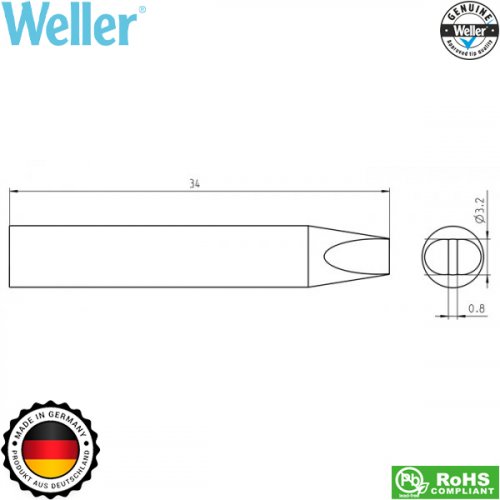 Μύτη κολλητηριού 3.2x0.8mm RTU 032S L MS T0050106199 Weller