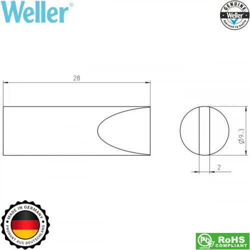 Μύτη κολλητηριού 9.3x2.0mm RTU 093S MS T0050106499 Weller